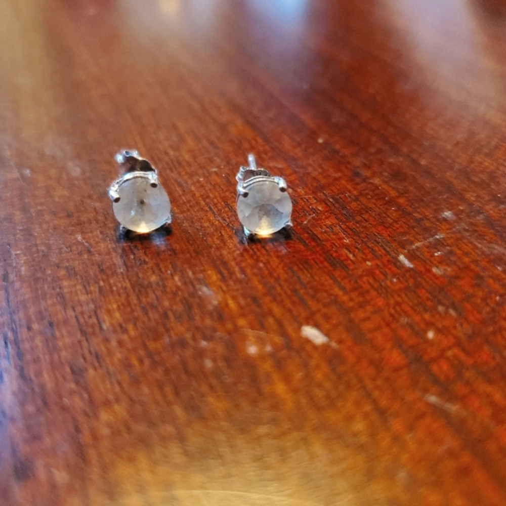 Natural green amethyst stud earrings